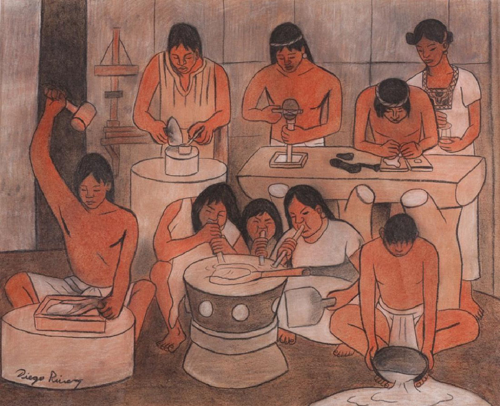 The Huaxtec Civilization Mural Study by Diego Rivera